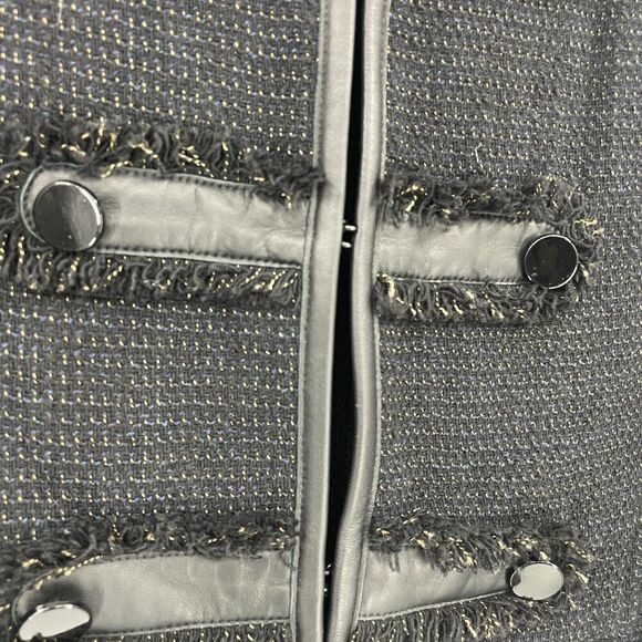 Joie Jacket Women's Small Black Collarless Pockets Long Sleeve Leather - Picture 3 of 9